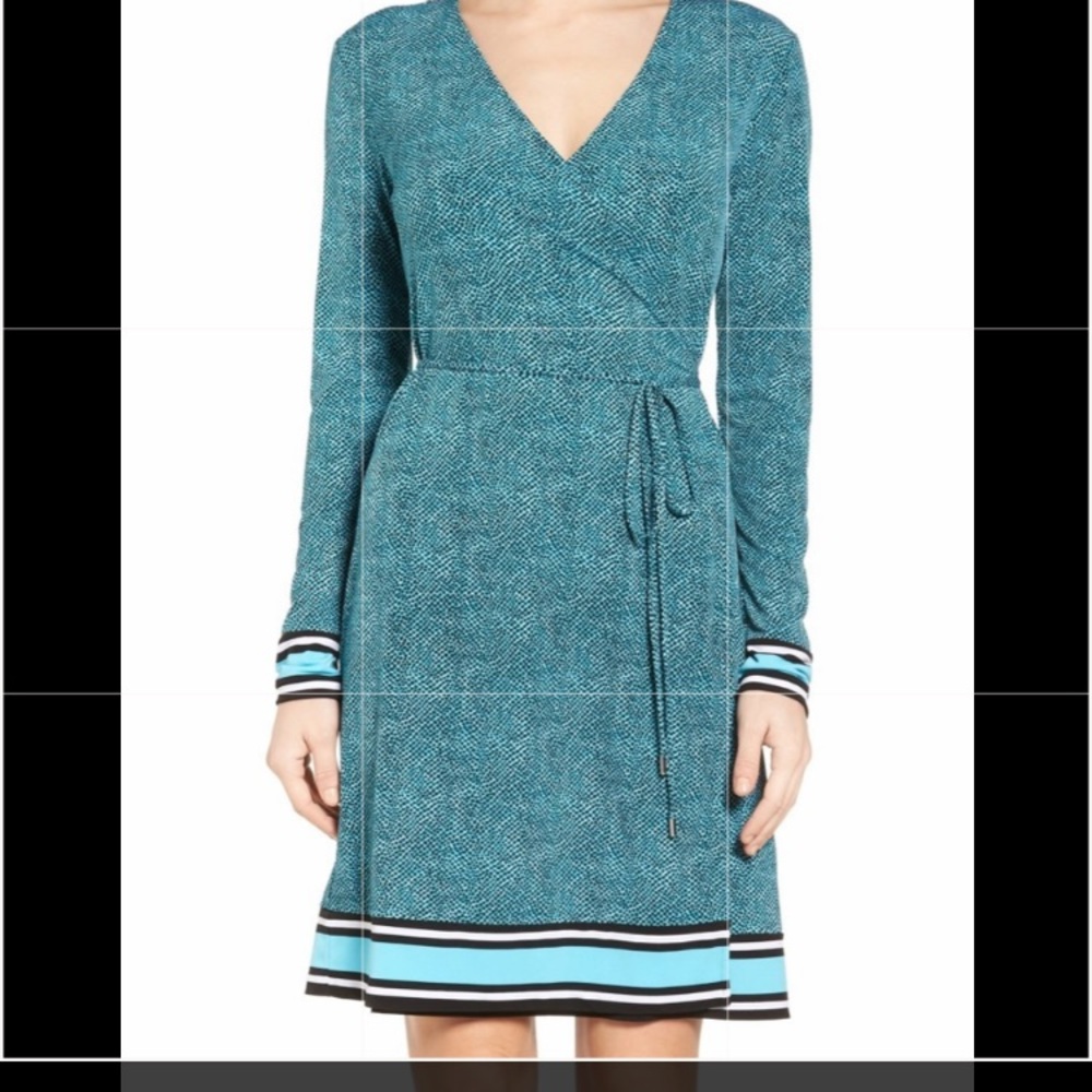 Michel Kors Stingray Border Print Wrap Dress